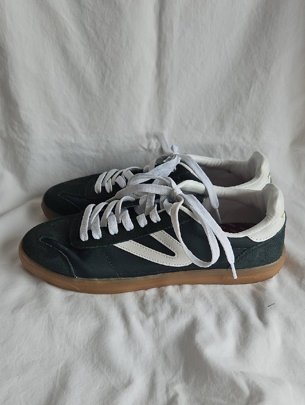 Tretorn Dark Green & White Suede Athletic Sneakers
